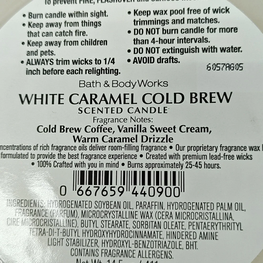 Bath & Body Works White Barn WHITE CARAMEL COLD BREW 3-Wick Candles - Set of 2